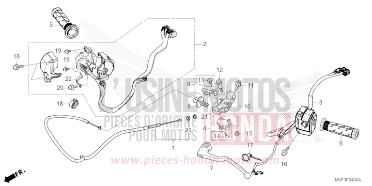 LEVIER DE GUIDON/COMMUTATEUR/CABLE de CBR1000RR SP SP1 SP2 GRAND PRIX RED (R380X) 2018